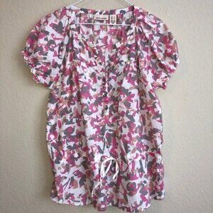 DKNY JEANS Pink Camouflage Short Sleeve Top